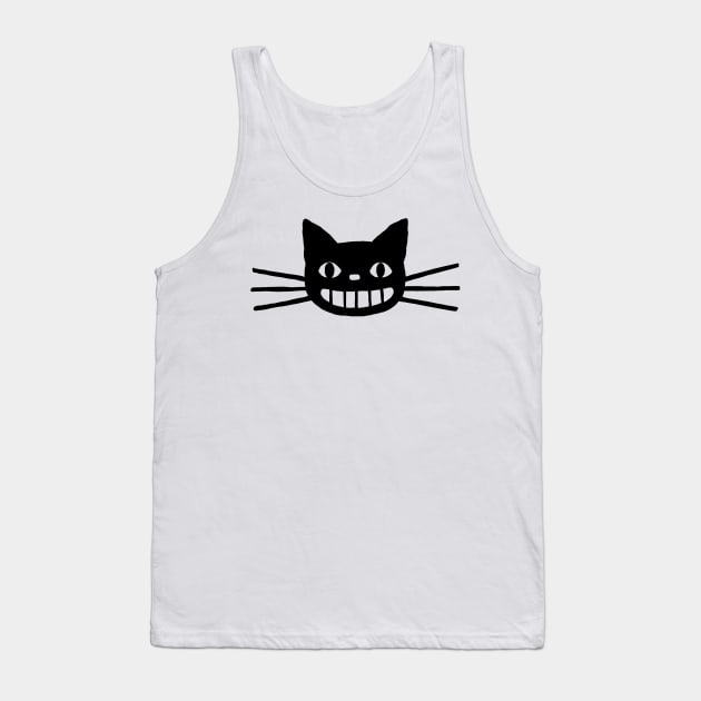 Smiling Black Cat Tank Top by Coffee Squirrel